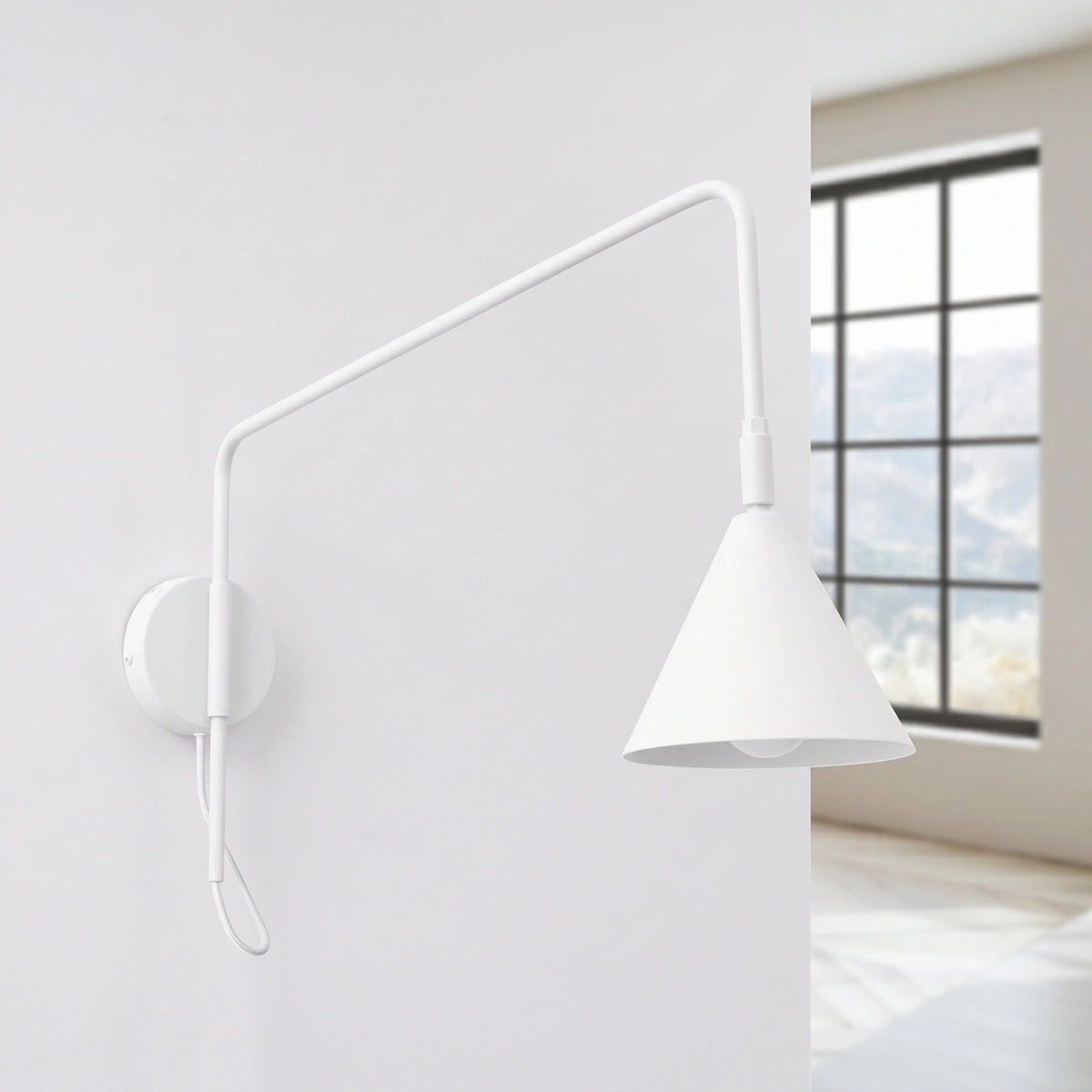 
Design Wandlampe „Nox“ 1-flammig mit Schalter - Weiss