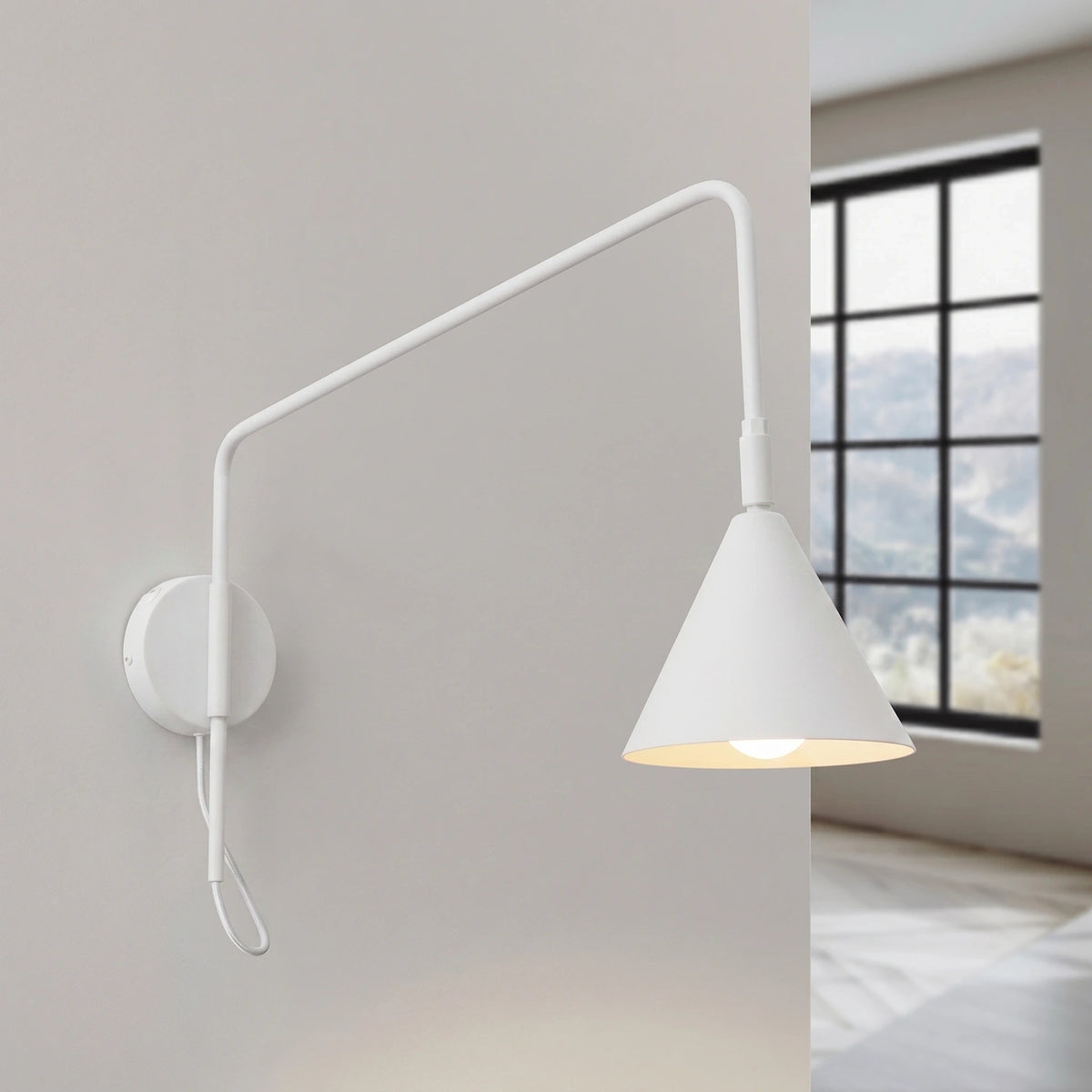 
Design Wandlampe „Nox“ 1-flammig mit Schalter - Weiss