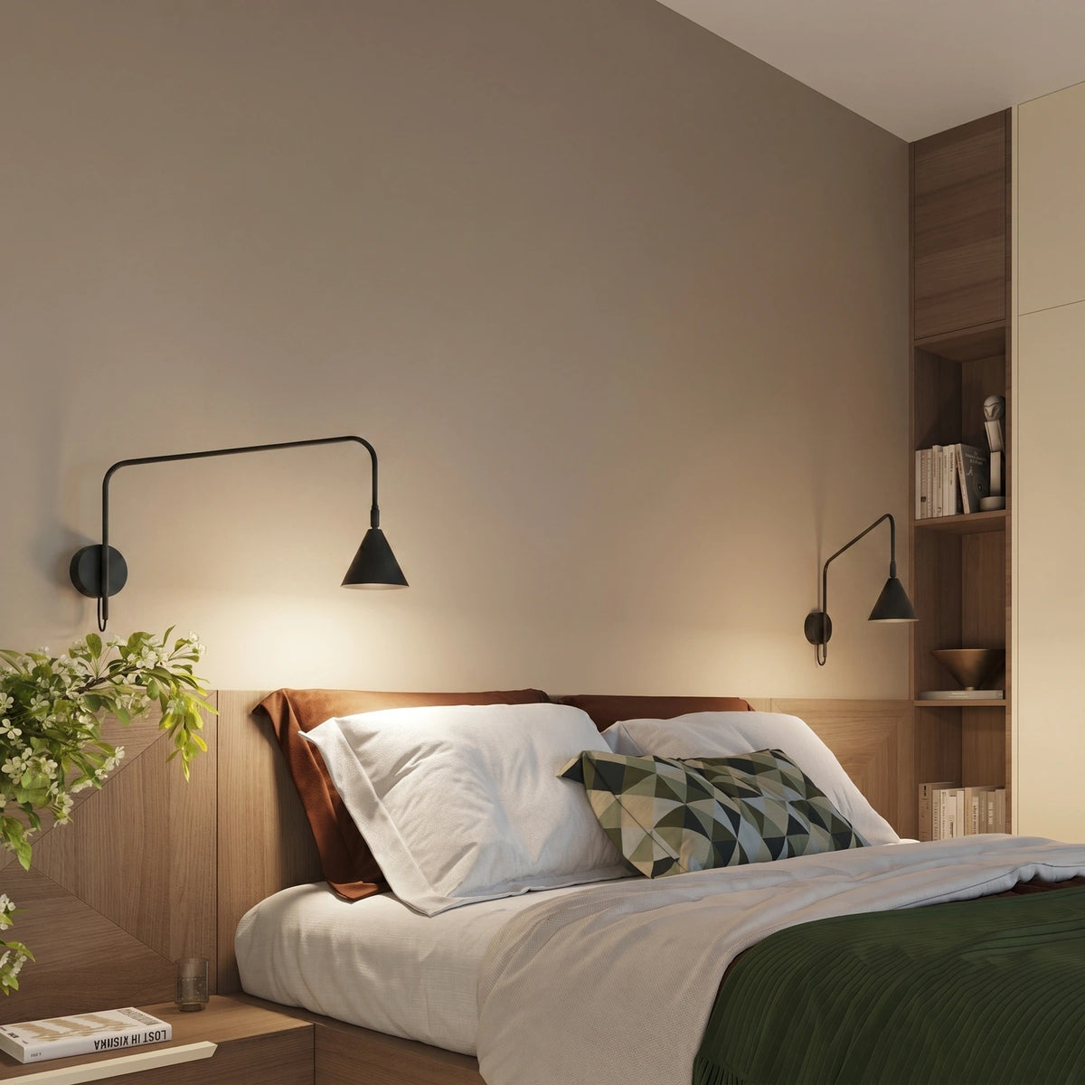 
Design Wandlampe „Nox“ 1-flammig mit Schalter - Schwarz
