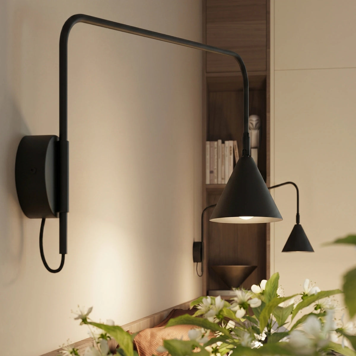 
Design Wandlampe „Nox“ 1-flammig mit Schalter - Schwarz