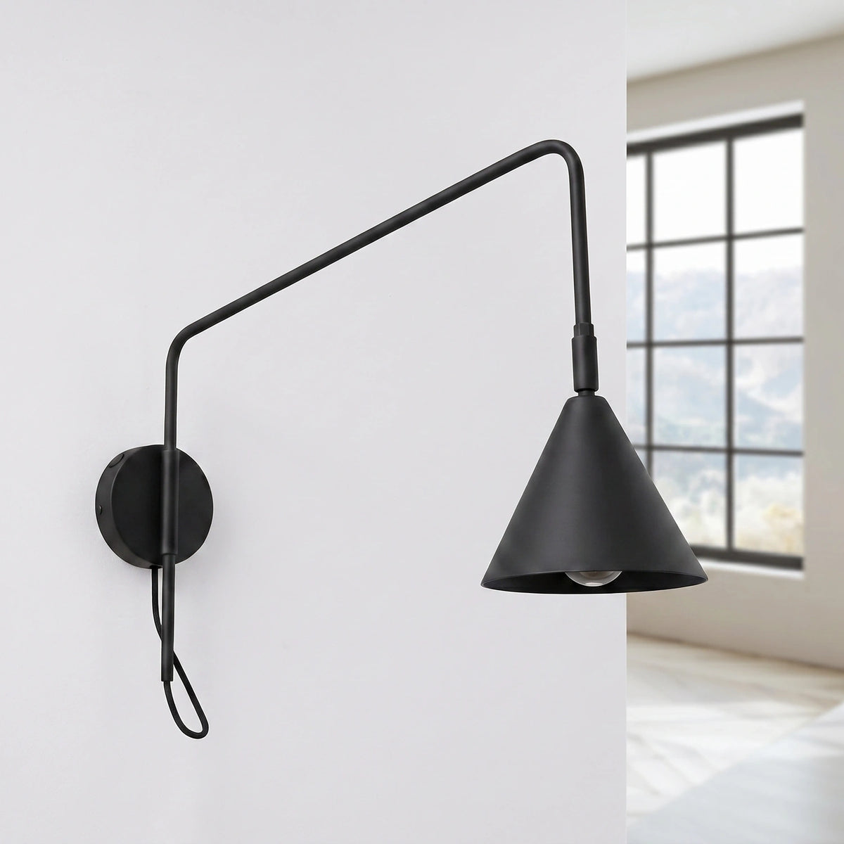 
Design Wandlampe „Nox“ 1-flammig mit Schalter - Schwarz