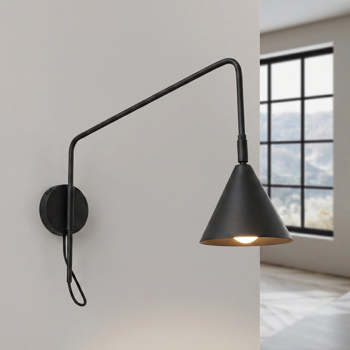
Design Wandlampe „Nox“ 1-flammig mit Schalter - Schwarz