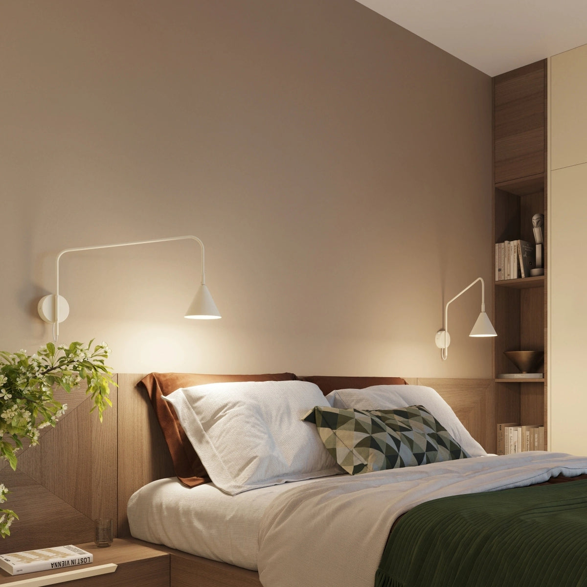 
Design Wandlampe „Nox“ 1-flammig mit Schalter - Beige