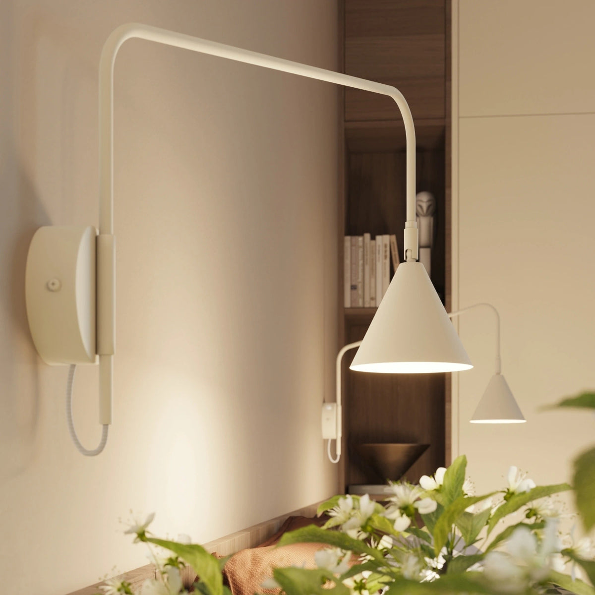 
Design Wandlampe „Nox“ 1-flammig mit Schalter - Beige