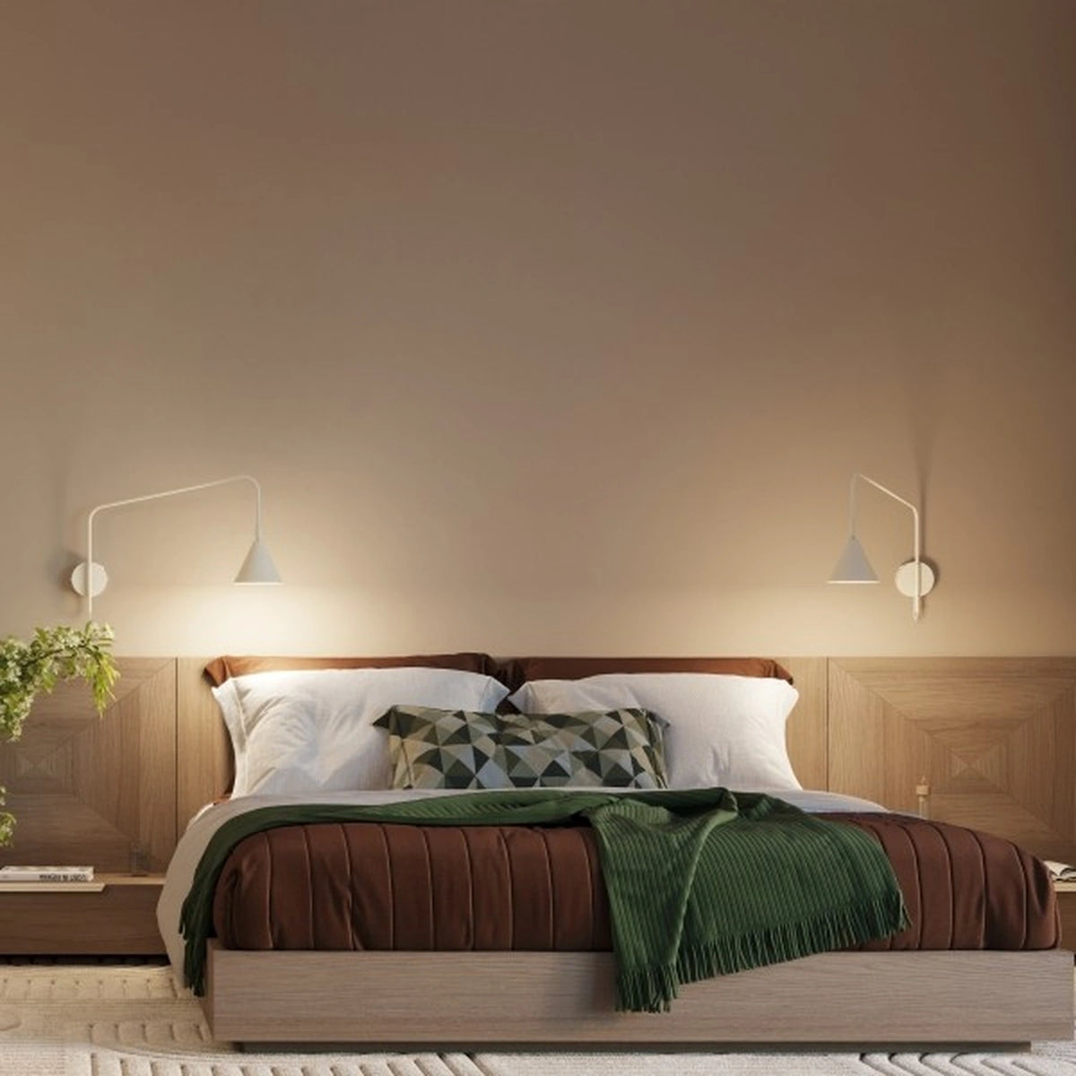 
Design Wandlampe „Nox“ 1-flammig mit Schalter - Beige