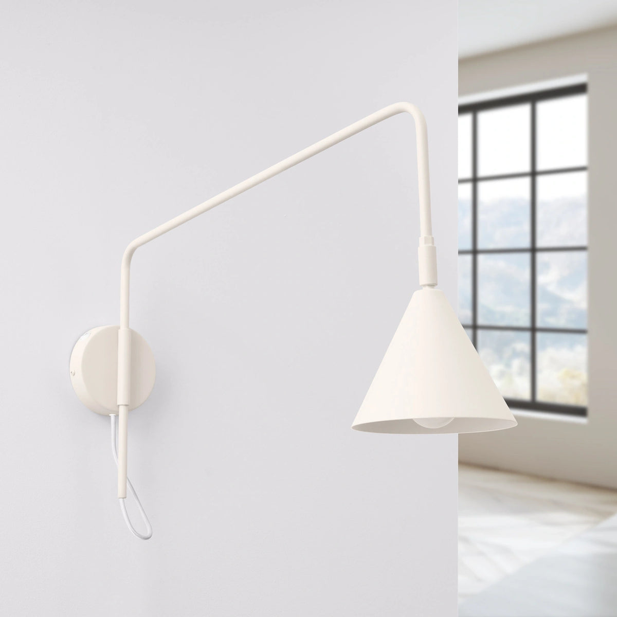 
Design Wandlampe „Nox“ 1-flammig mit Schalter - Beige