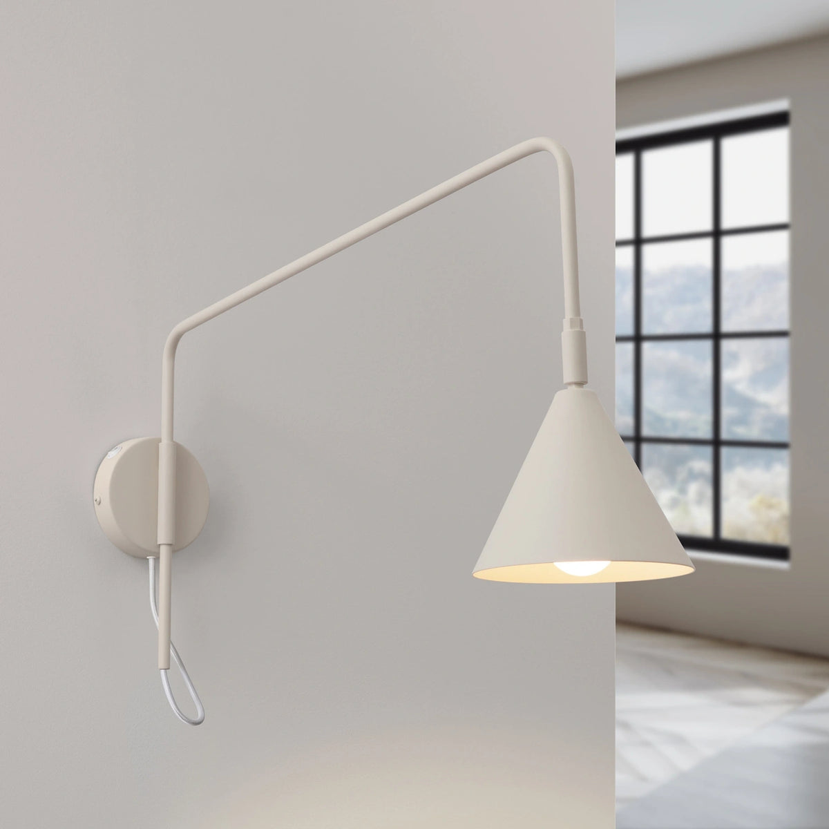 
Design Wandlampe „Nox“ 1-flammig mit Schalter - Beige