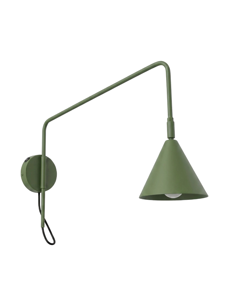 
Design Wandlampe „Nox“ 1-flammig mit Schalter - Olivgrün