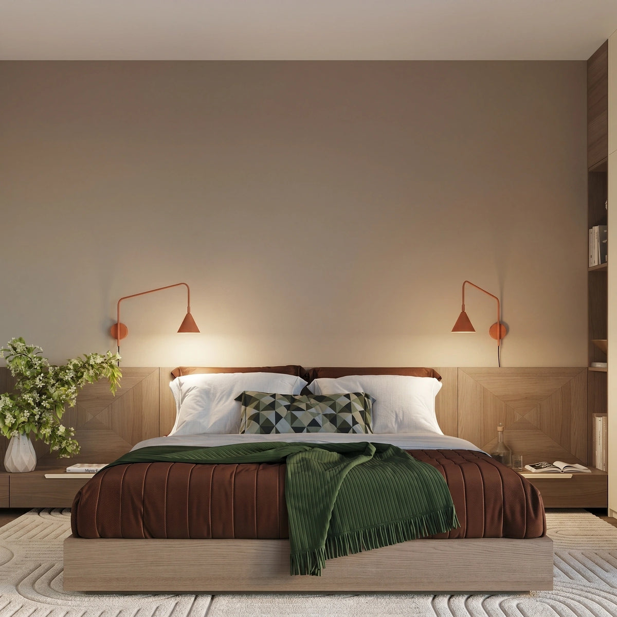 
Design Wandlampe „Nox“ 1-flammig mit Schalter - Ockerrot