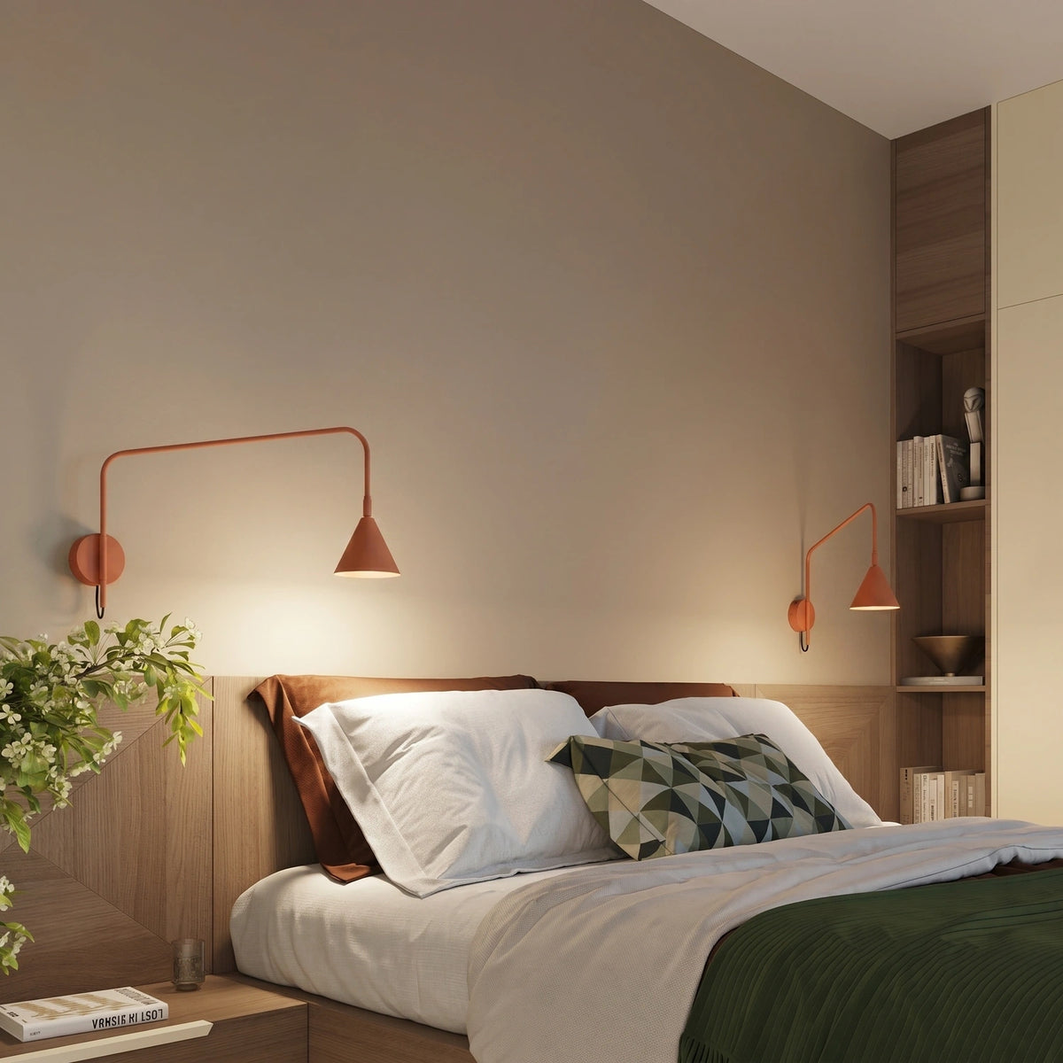 
Design Wandlampe „Nox“ 1-flammig mit Schalter - Ockerrot