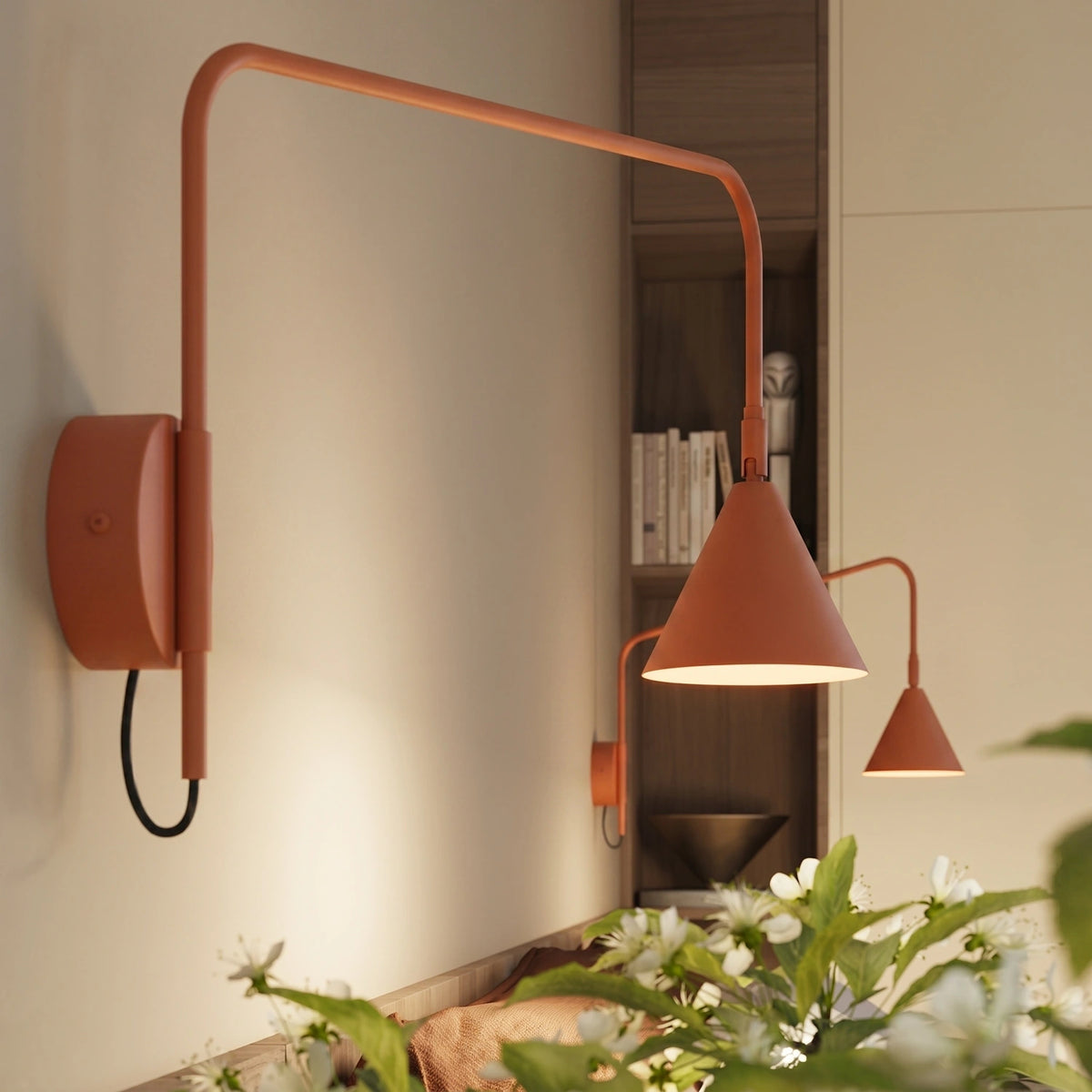 
Design Wandlampe „Nox“ 1-flammig mit Schalter - Ockerrot
