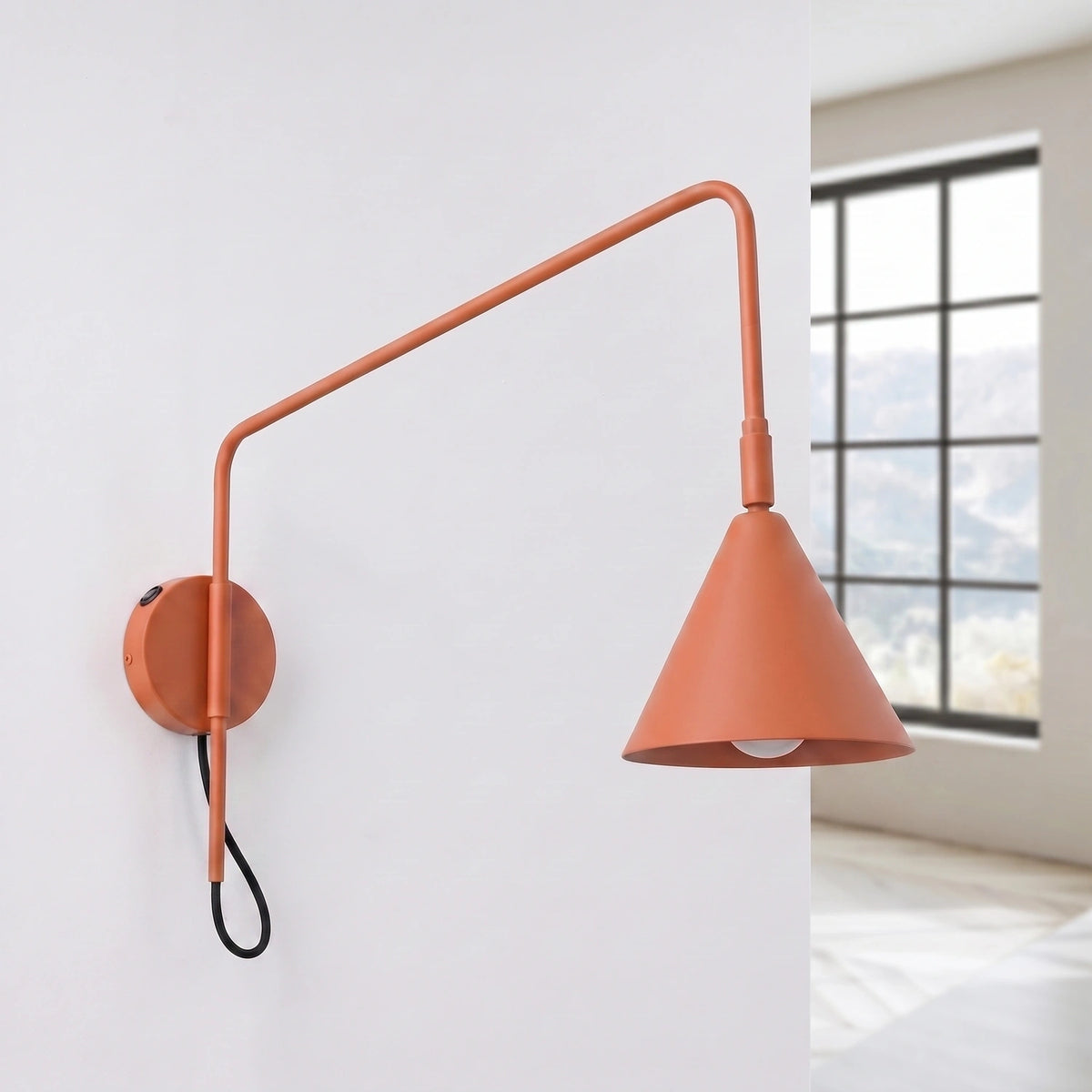 
Design Wandlampe „Nox“ 1-flammig mit Schalter - Ockerrot