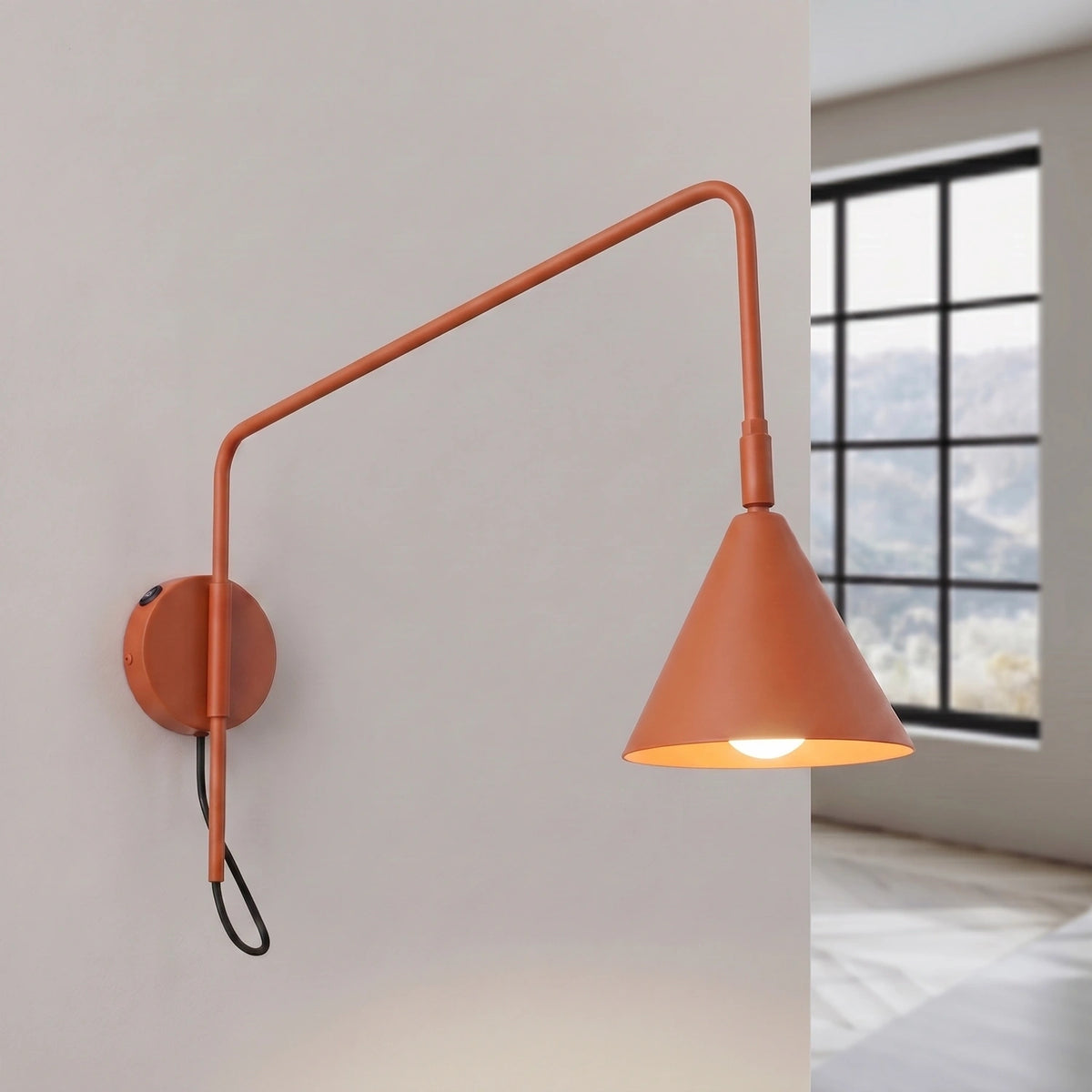 
Design Wandlampe „Nox“ 1-flammig mit Schalter - Ockerrot