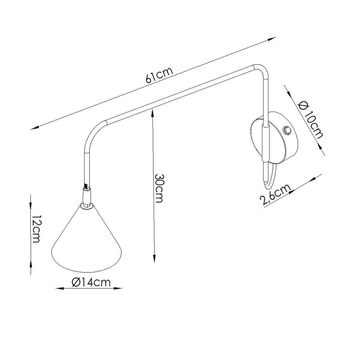 
Design Wandlampe „Nox“ 1-flammig mit Schalter - Ockerrot