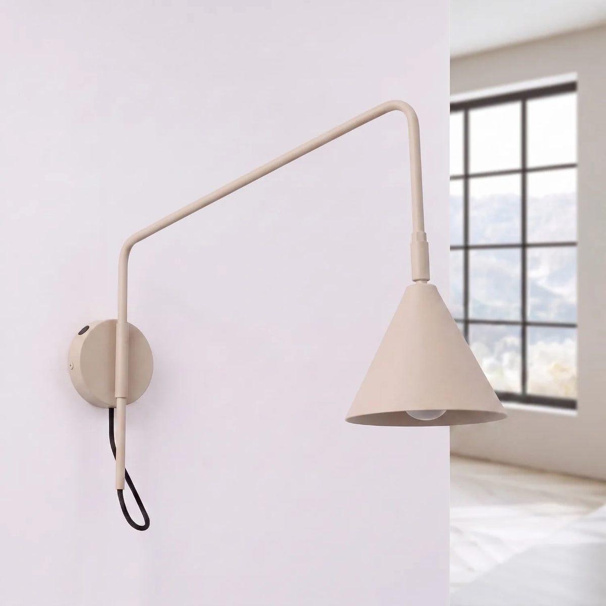 
Design Wandlampe „Nox“ 1-flammig mit Schalter - Taupe