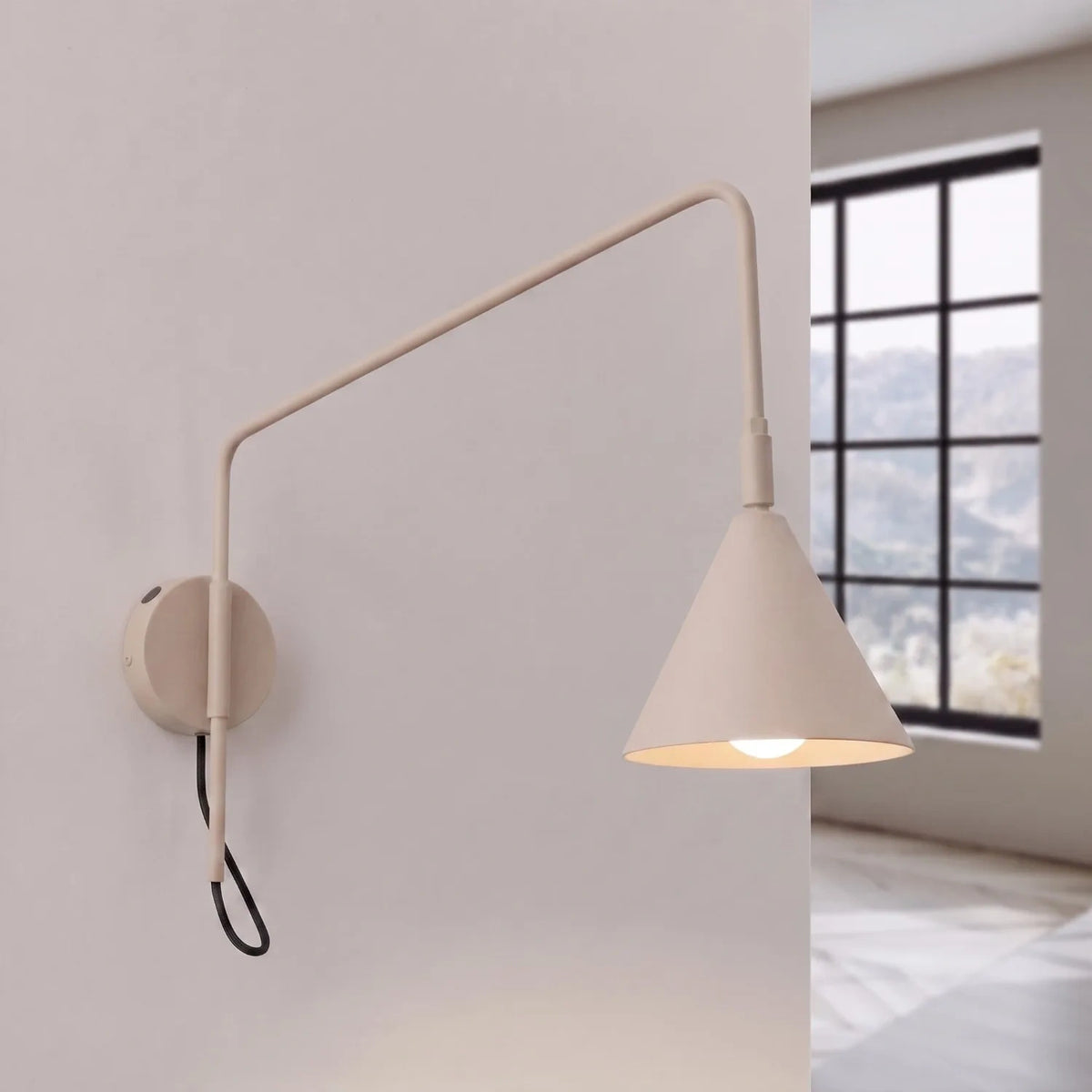 
Design Wandlampe „Nox“ 1-flammig mit Schalter - Taupe
