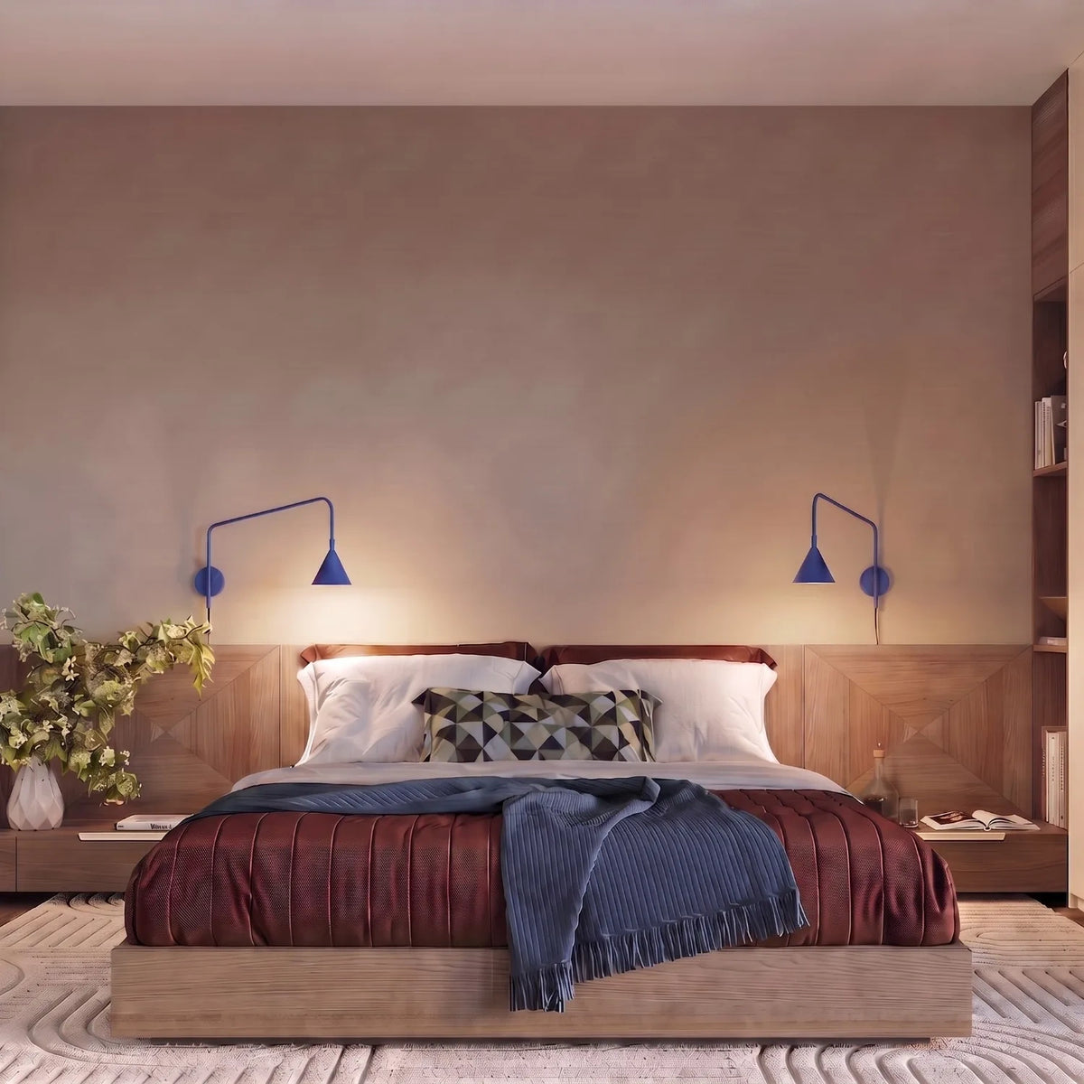 
Design Wandlampe „Nox“ 1-flammig mit Schalter - Ultramarin