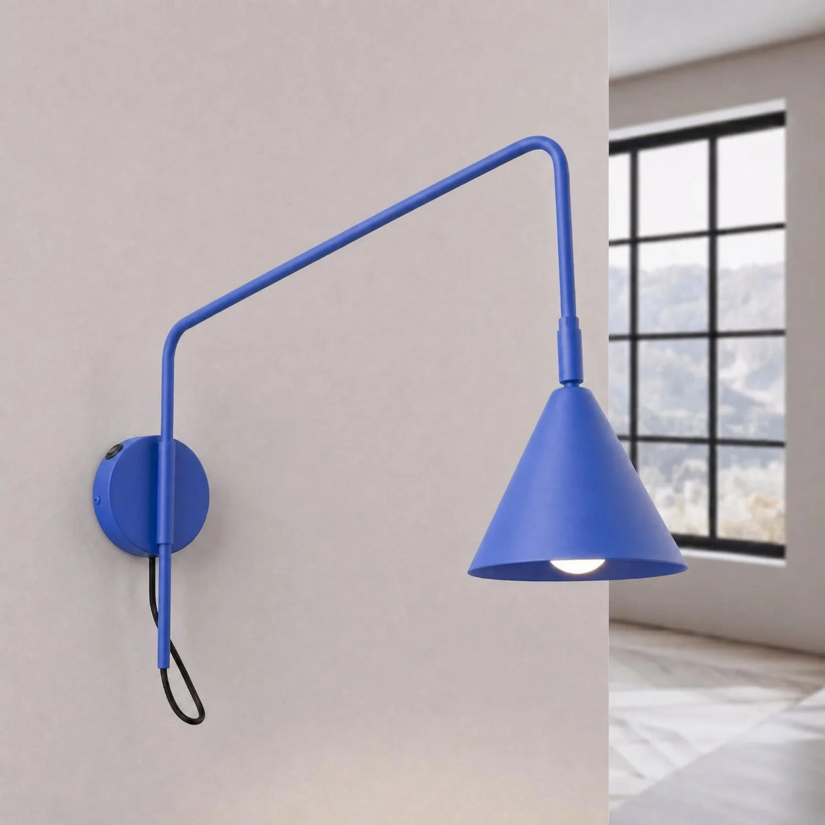 
Design Wandlampe „Nox“ 1-flammig mit Schalter - Ultramarin