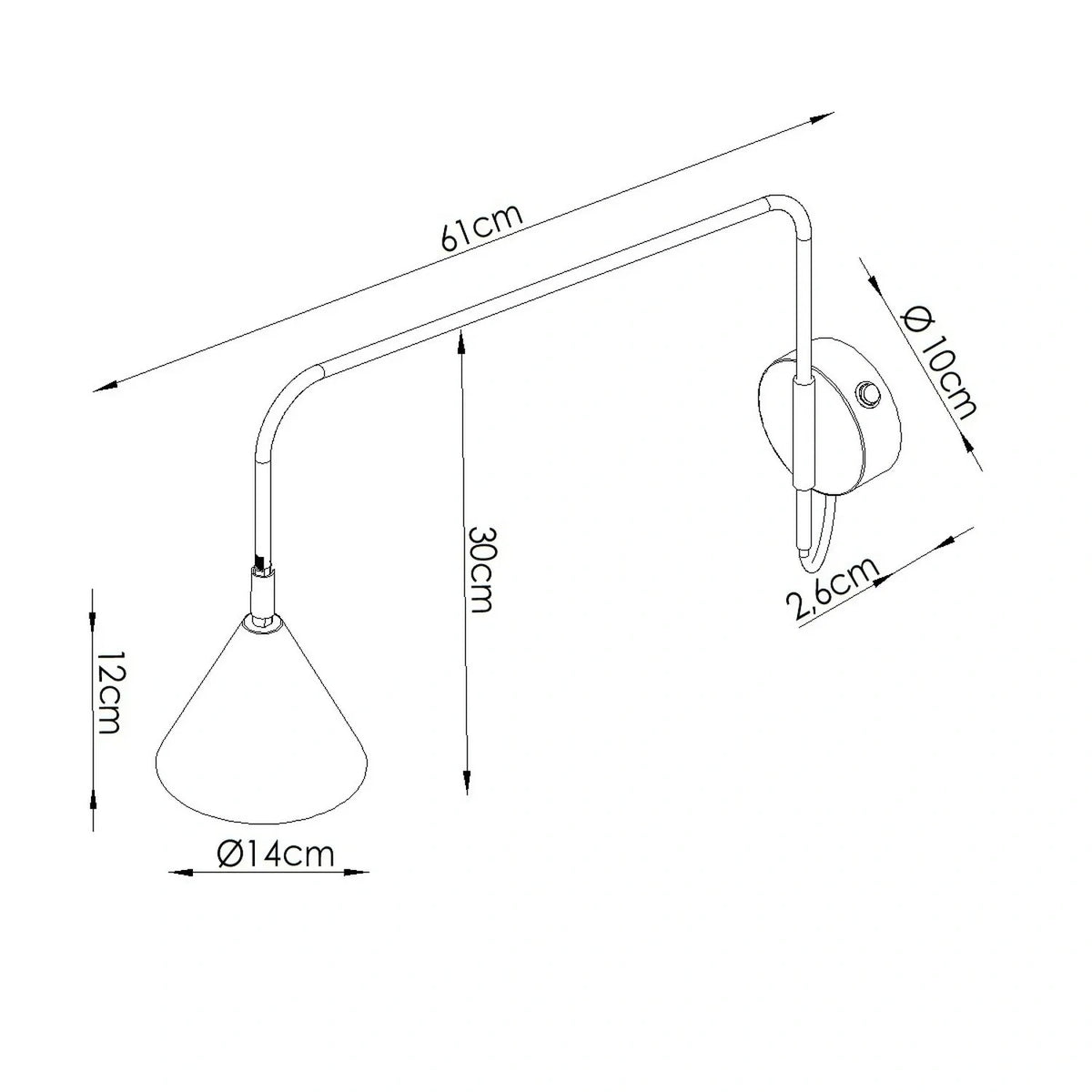 
Design Wandlampe „Nox“ 1-flammig mit Schalter - Ultramarin