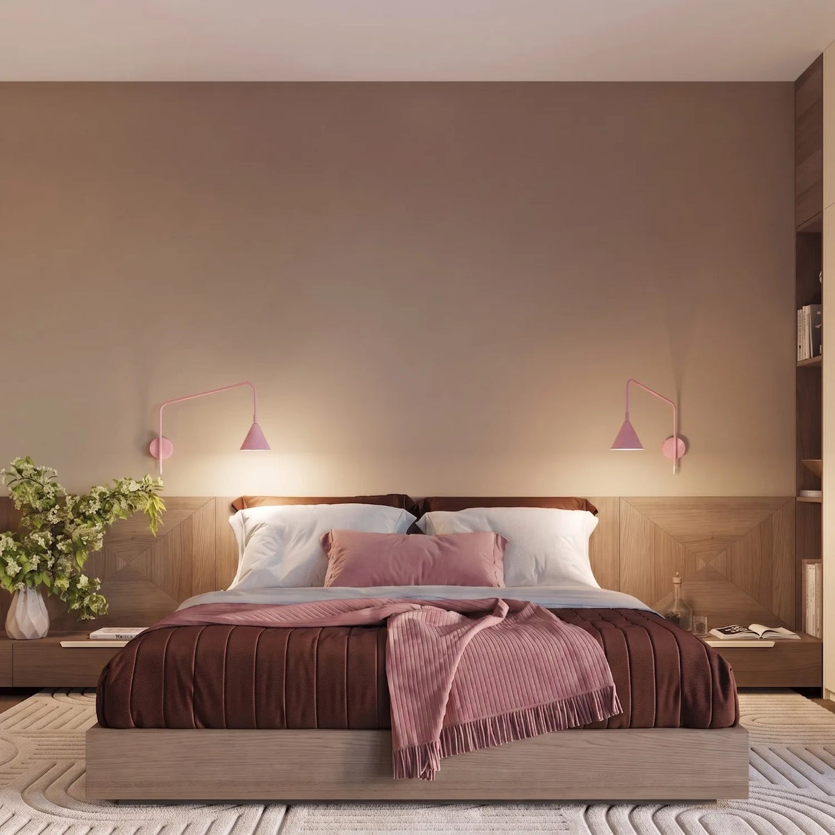 
Design Wandlampe „Nox“ 1-flammig mit Schalter - Rosa