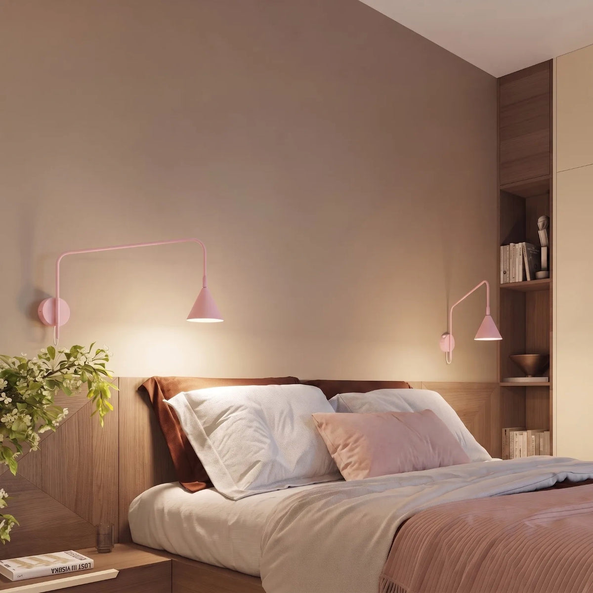 
Design Wandlampe „Nox“ 1-flammig mit Schalter - Rosa