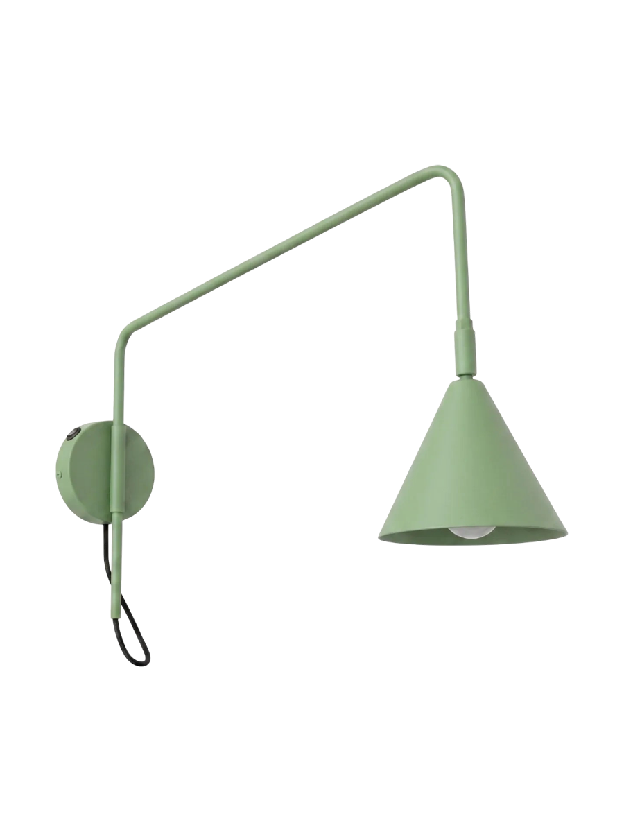 
Design Wandlampe „Nox“ 1-flammig mit Schalter - Salbeigrün