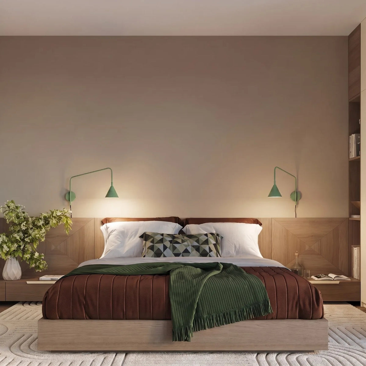 
Design Wandlampe „Nox“ 1-flammig mit Schalter - Salbeigrün