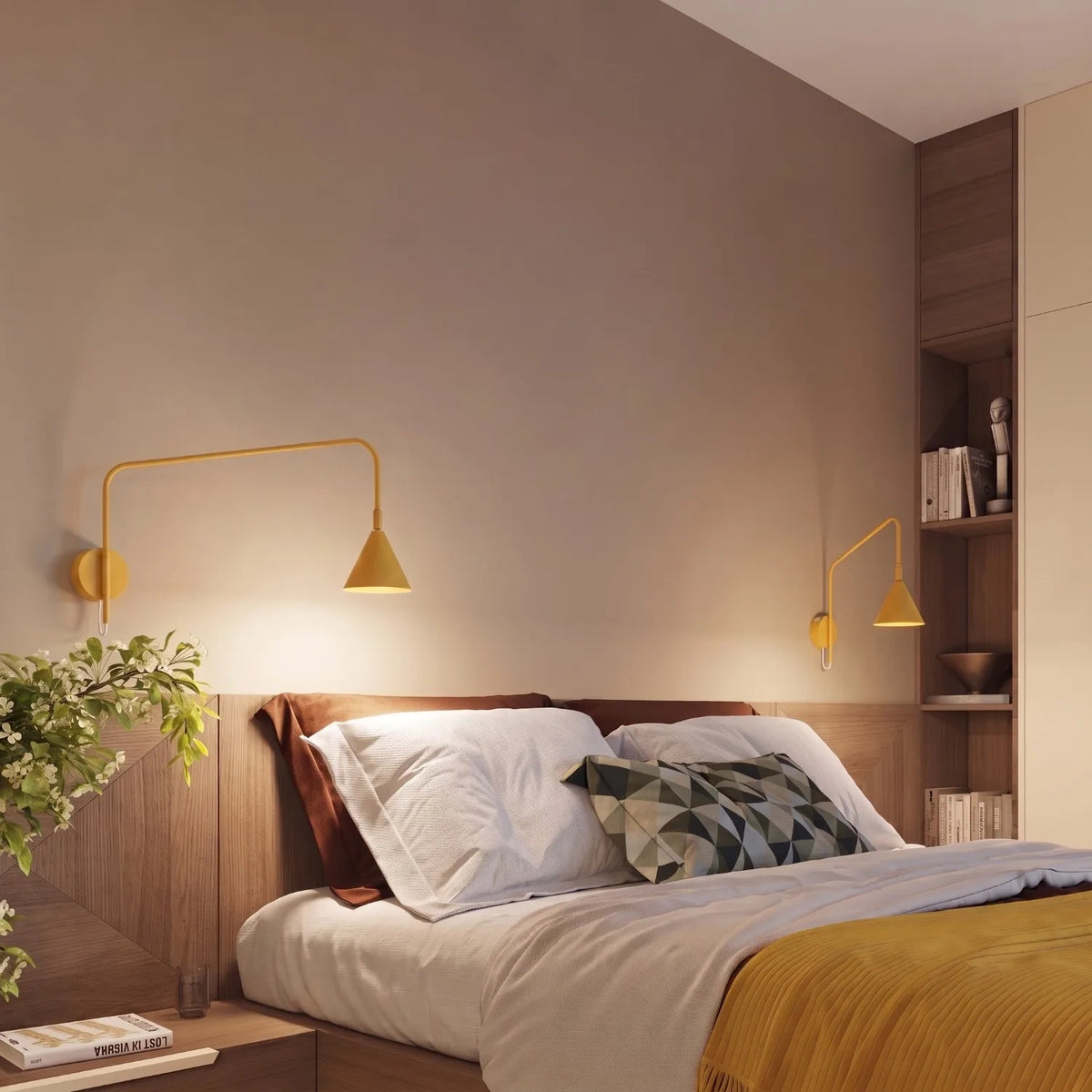 
Design Wandlampe „Nox“ 1-flammig mit Schalter - Gelb