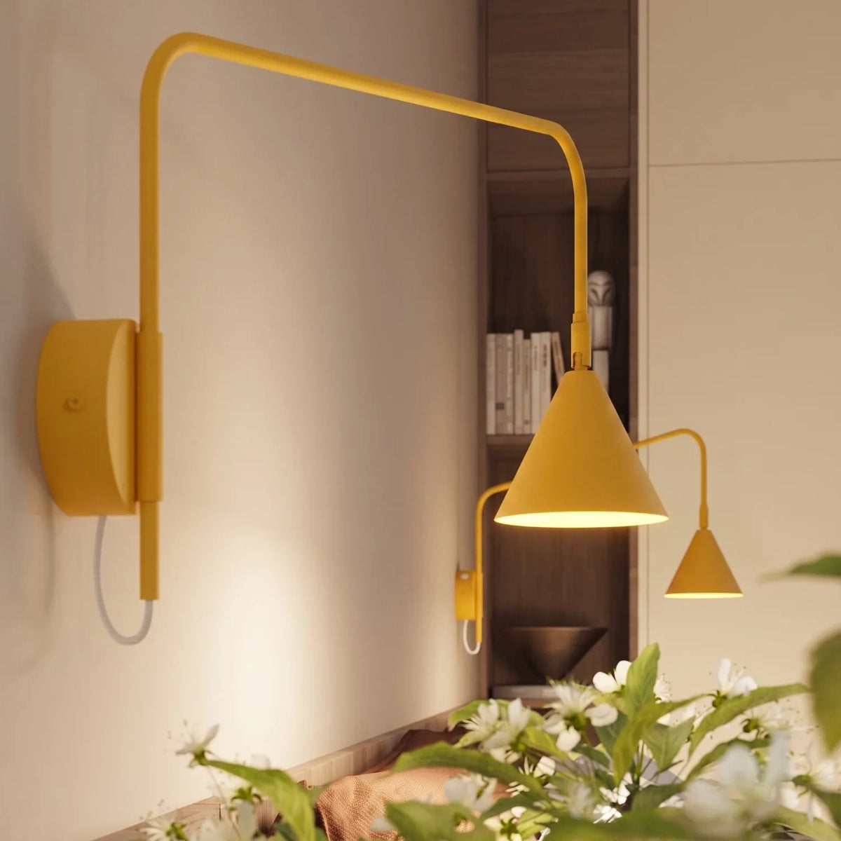 
Design Wandlampe „Nox“ 1-flammig mit Schalter - Gelb