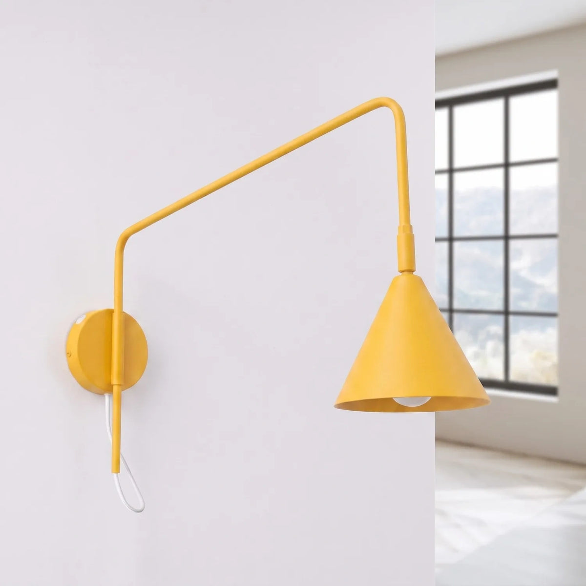 
Design Wandlampe „Nox“ 1-flammig mit Schalter - Gelb