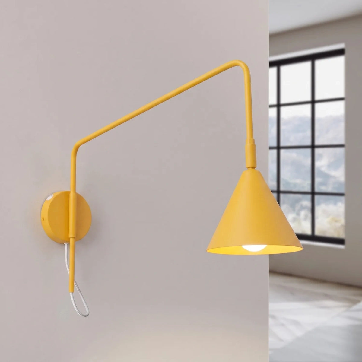 
Design Wandlampe „Nox“ 1-flammig mit Schalter - Gelb
