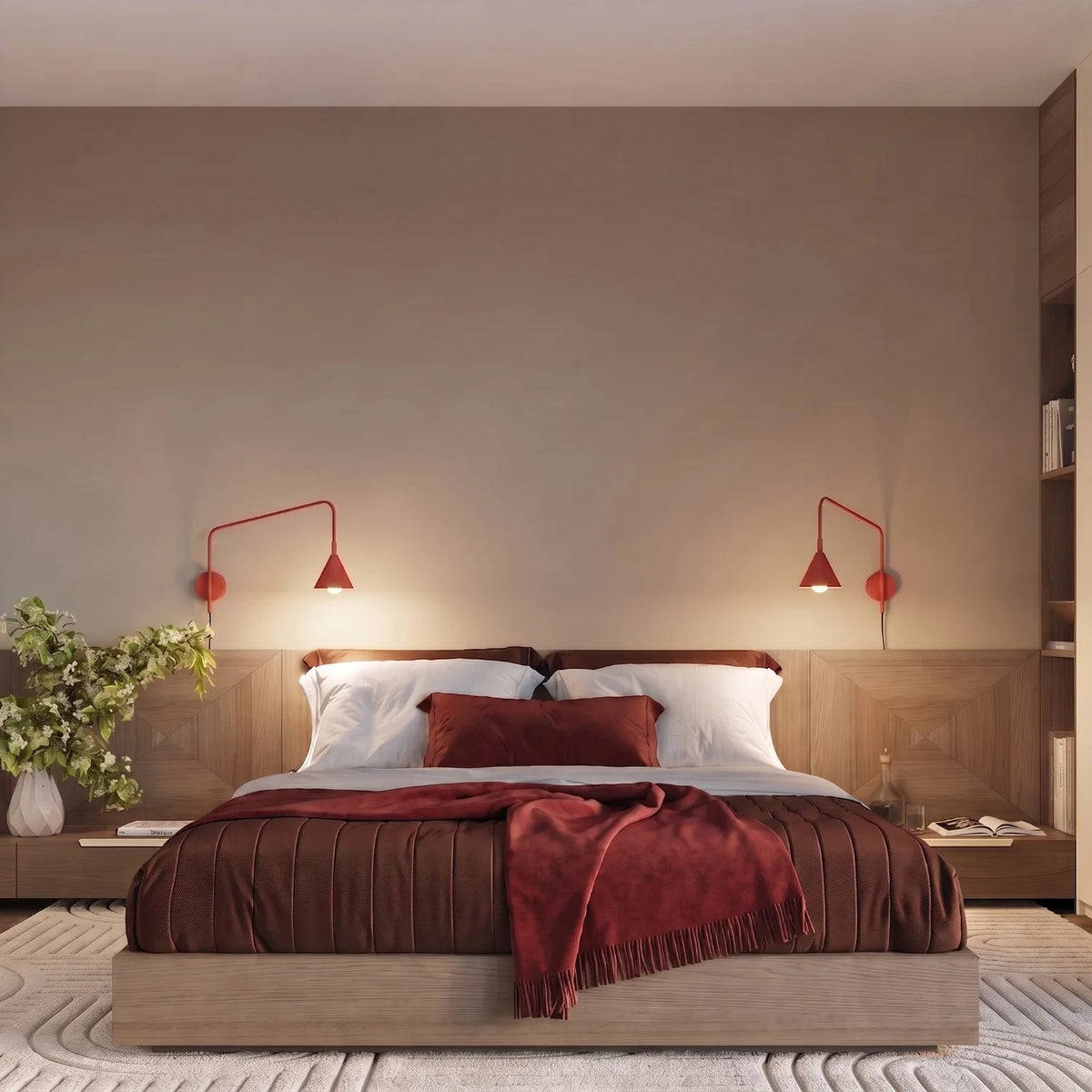 
Design Wandlampe „Nox“ 1-flammig mit Schalter - Rot