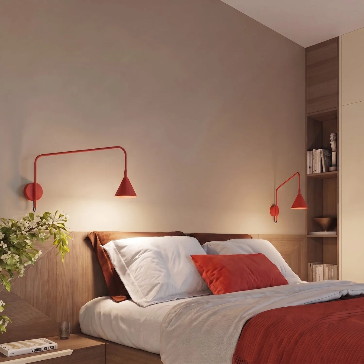 
Design Wandlampe „Nox“ 1-flammig mit Schalter - Rot