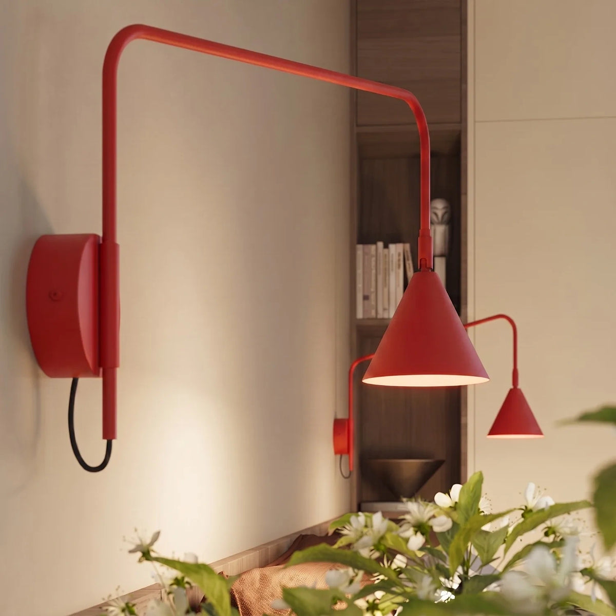 
Design Wandlampe „Nox“ 1-flammig mit Schalter - Rot