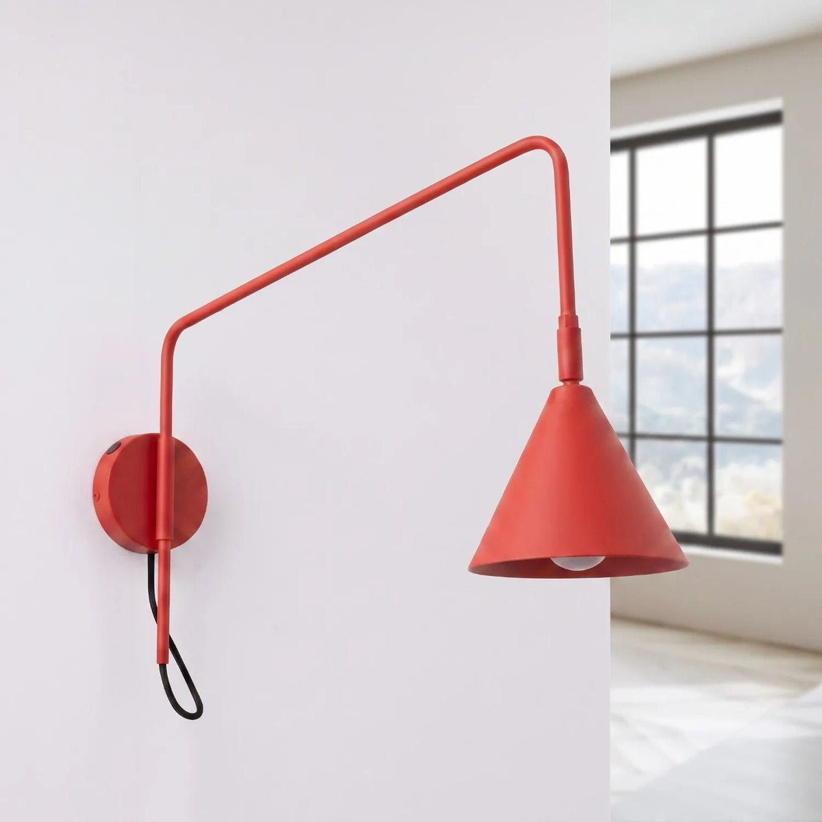 
Design Wandlampe „Nox“ 1-flammig mit Schalter - Rot
