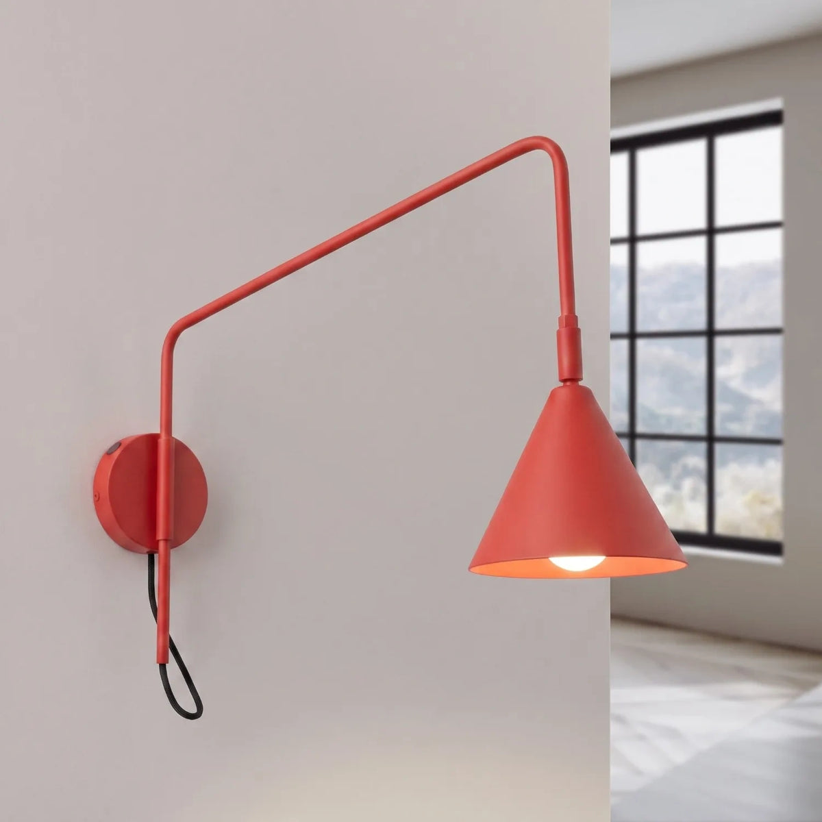 
Design Wandlampe „Nox“ 1-flammig mit Schalter - Rot