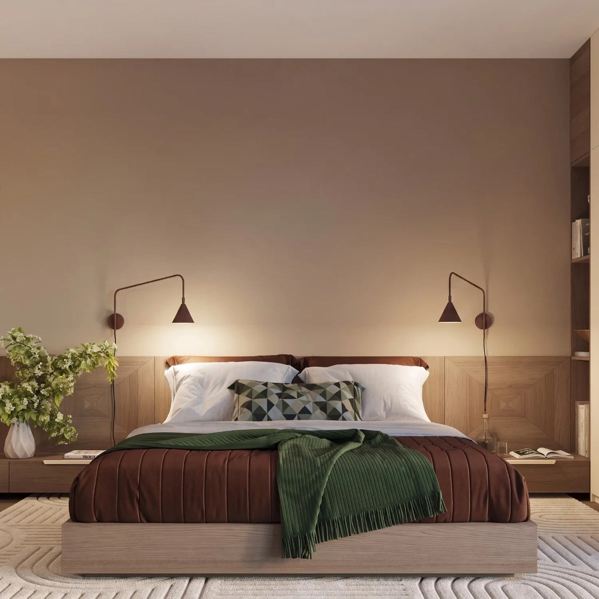 
Design Wandlampe „Nox“ 1-flammig mit Schalter - Braun