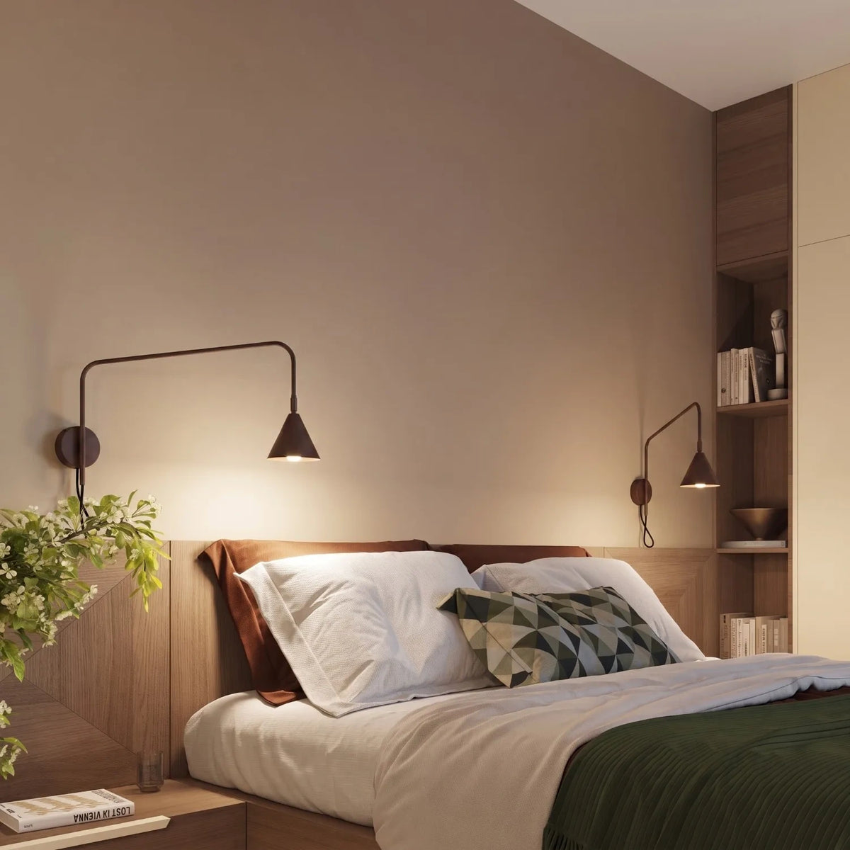 
Design Wandlampe „Nox“ 1-flammig mit Schalter - Braun