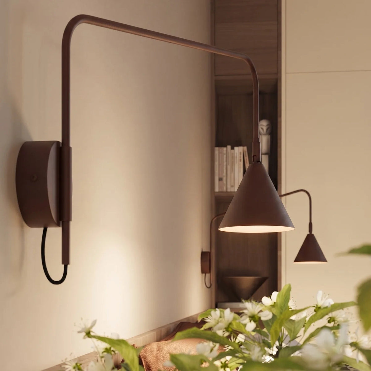
Design Wandlampe „Nox“ 1-flammig mit Schalter - Braun