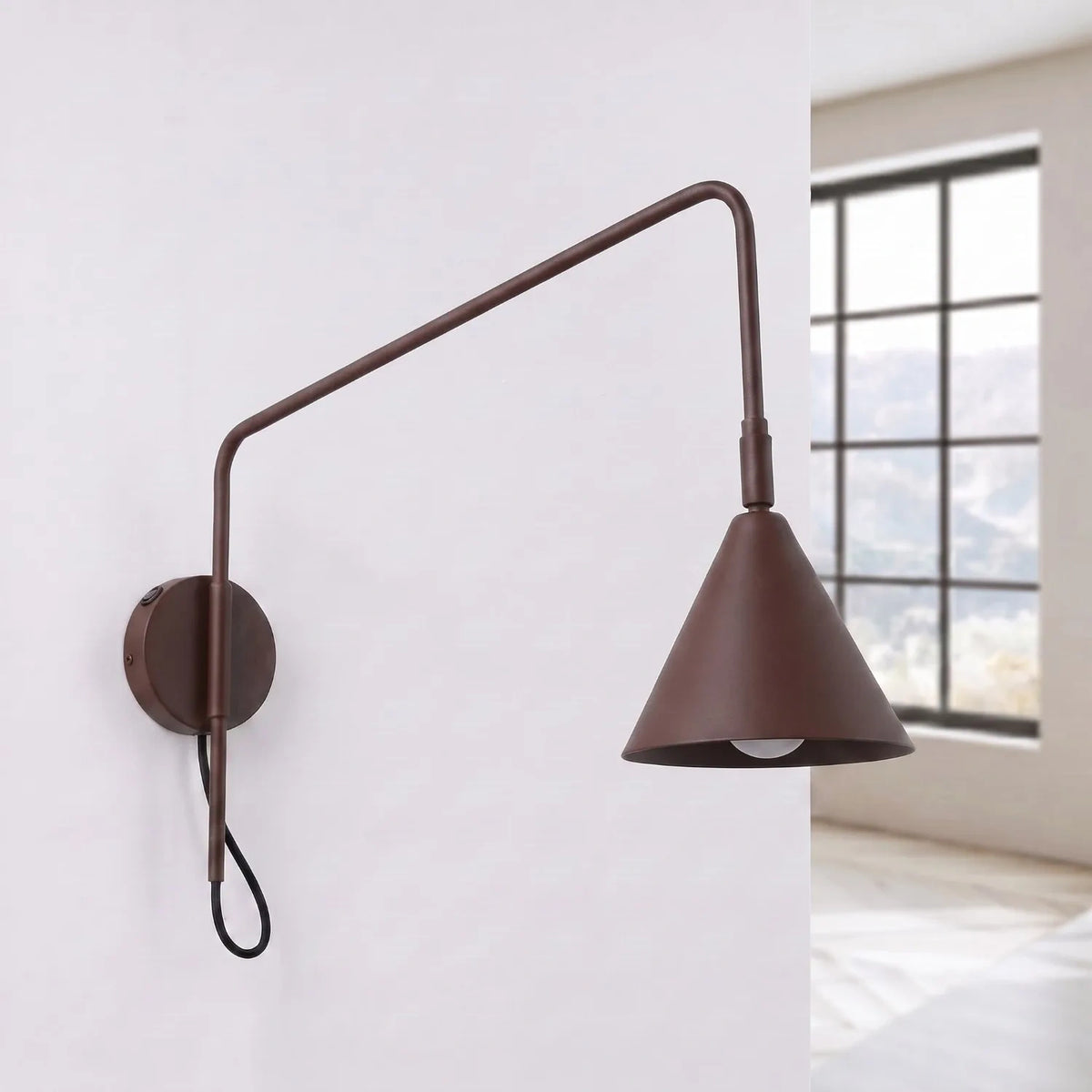 
Design Wandlampe „Nox“ 1-flammig mit Schalter - Braun