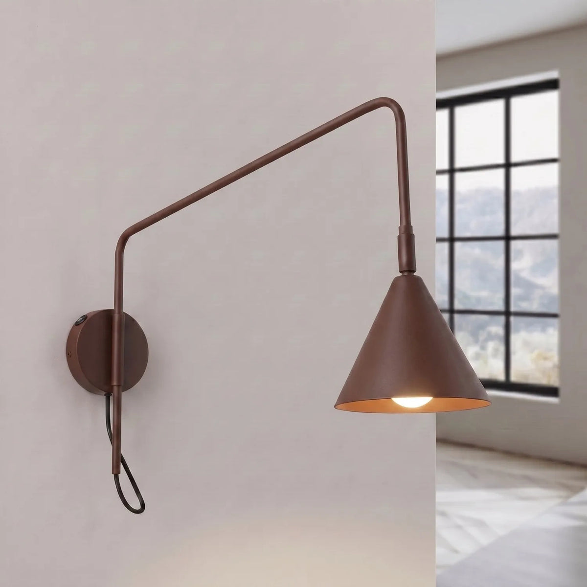
Design Wandlampe „Nox“ 1-flammig mit Schalter - Braun