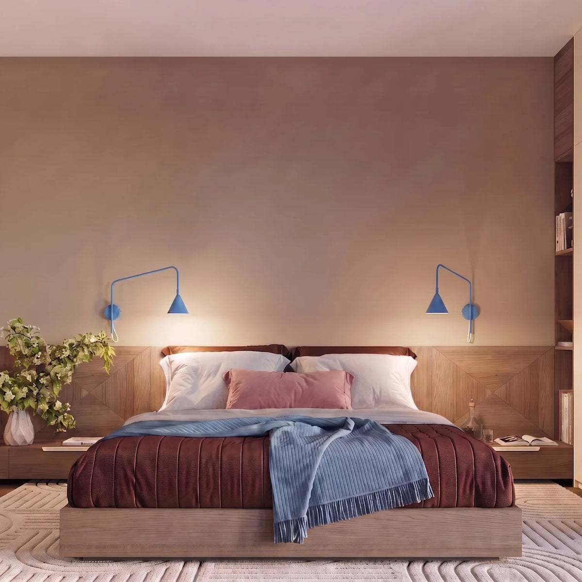 
Design Wandlampe „Nox“ 1-flammig mit Schalter - Hellblau
