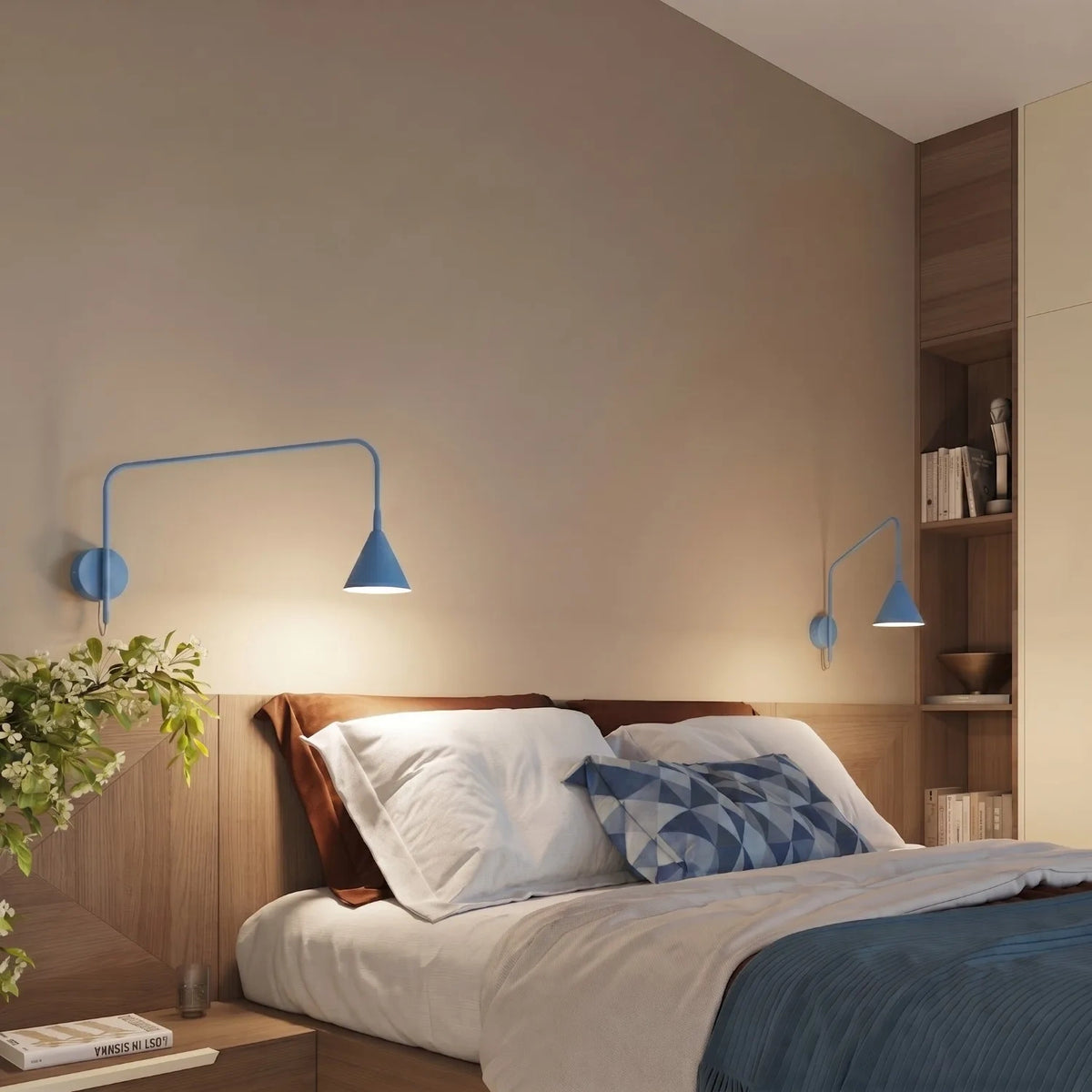 
Design Wandlampe „Nox“ 1-flammig mit Schalter - Hellblau