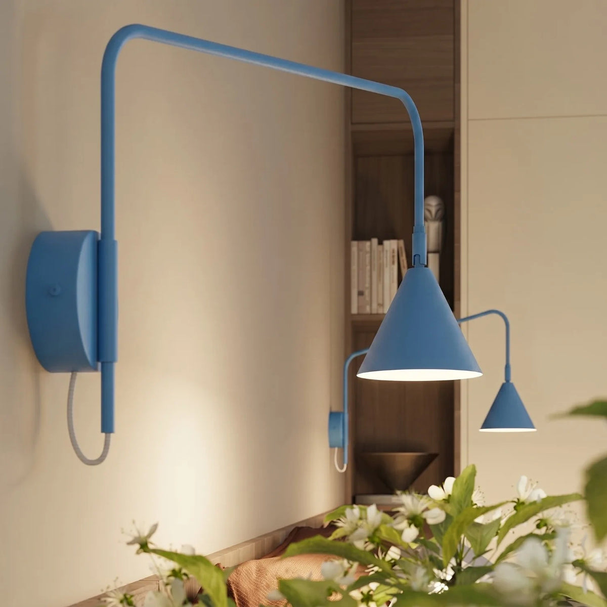 
Design Wandlampe „Nox“ 1-flammig mit Schalter - Hellblau