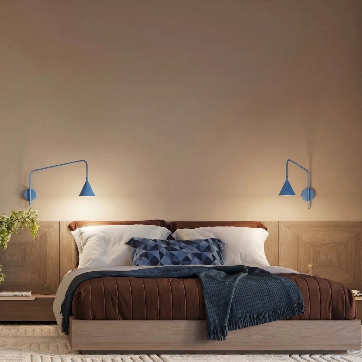 
Design Wandlampe „Nox“ 1-flammig mit Schalter - Hellblau