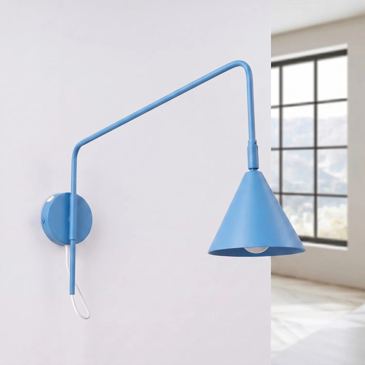 
Design Wandlampe „Nox“ 1-flammig mit Schalter - Hellblau