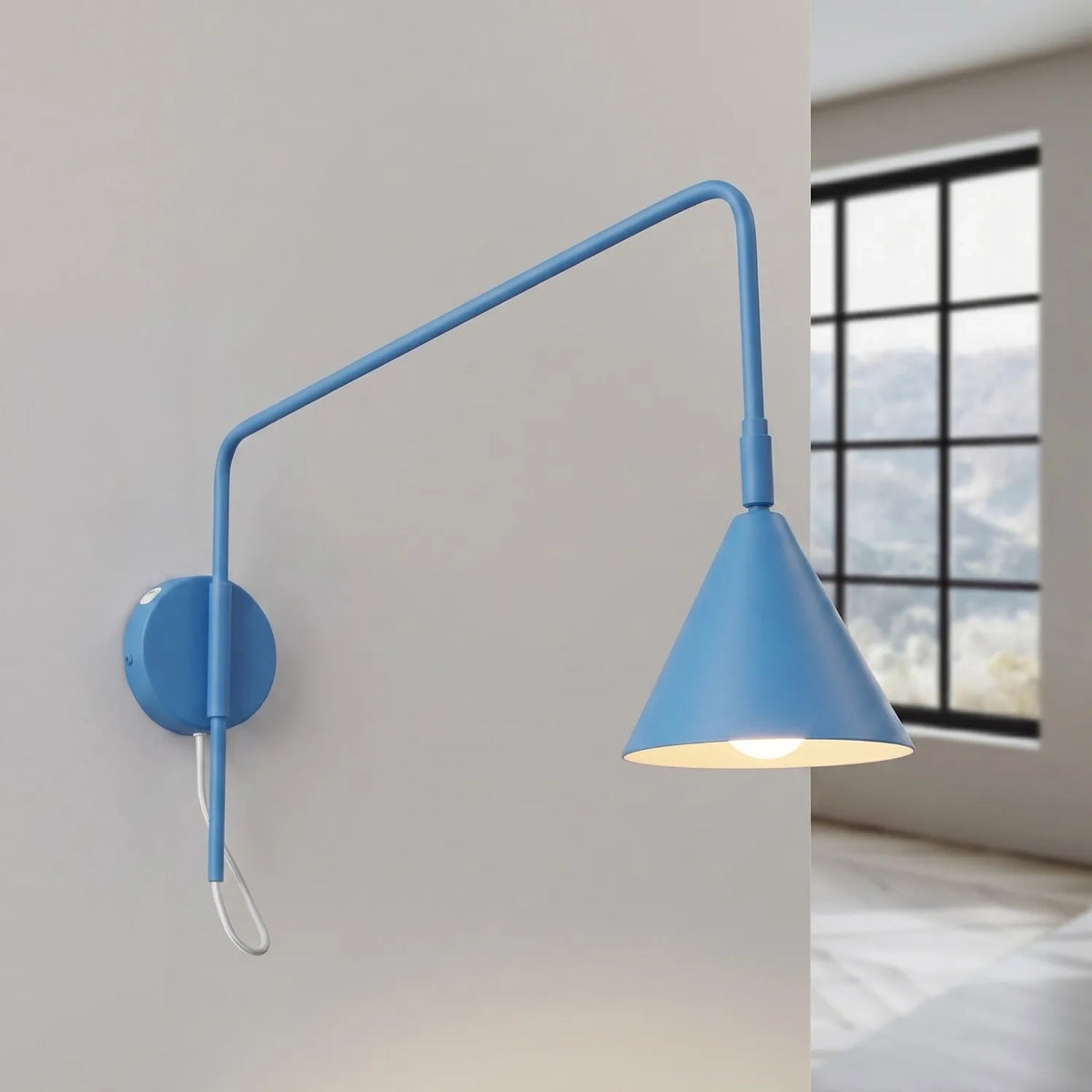 
Design Wandlampe „Nox“ 1-flammig mit Schalter - Hellblau