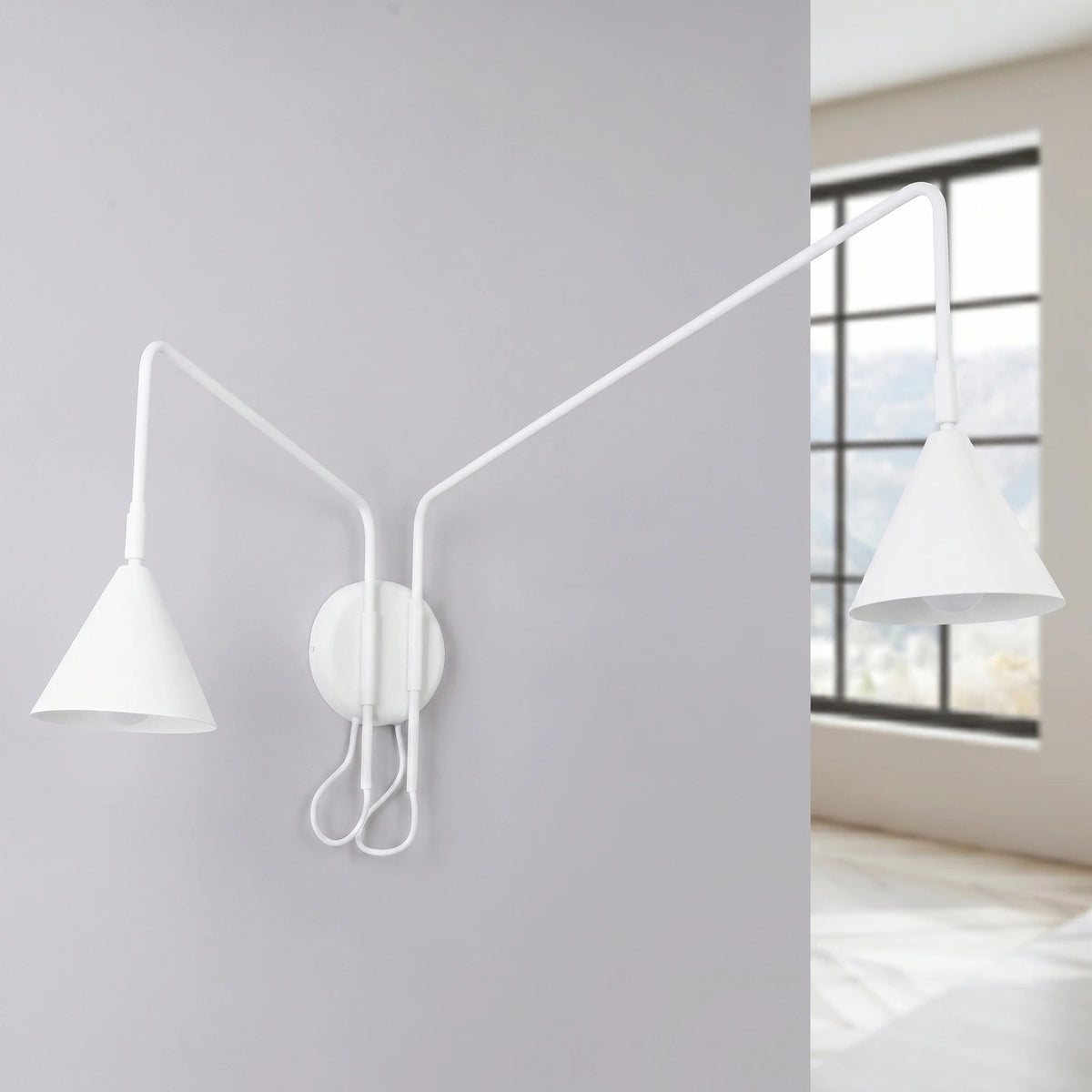 
Design Wandlampe „Nox“ 2-flammig mit Schalter - Weiss
