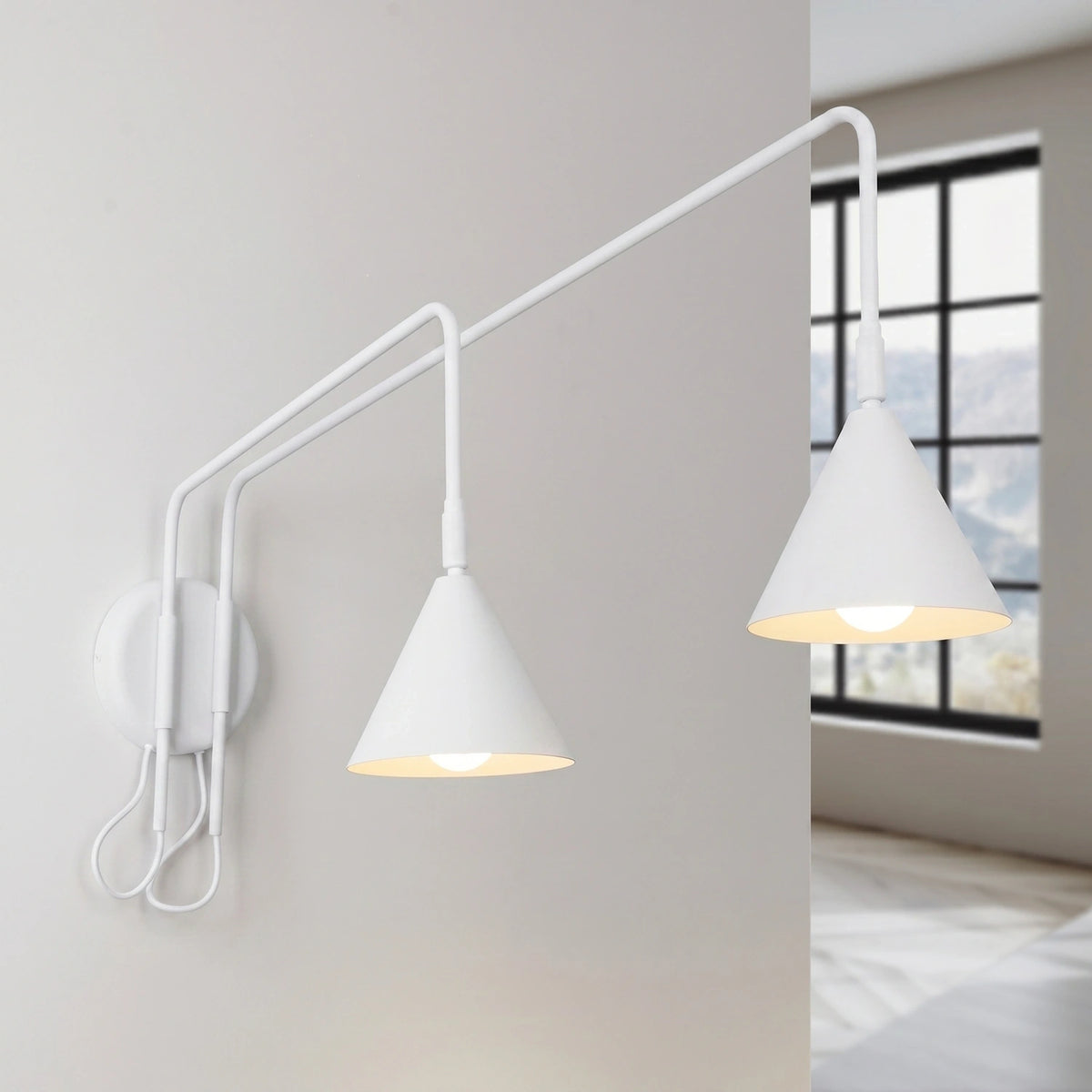 
Design Wandlampe „Nox“ 2-flammig mit Schalter - Weiss