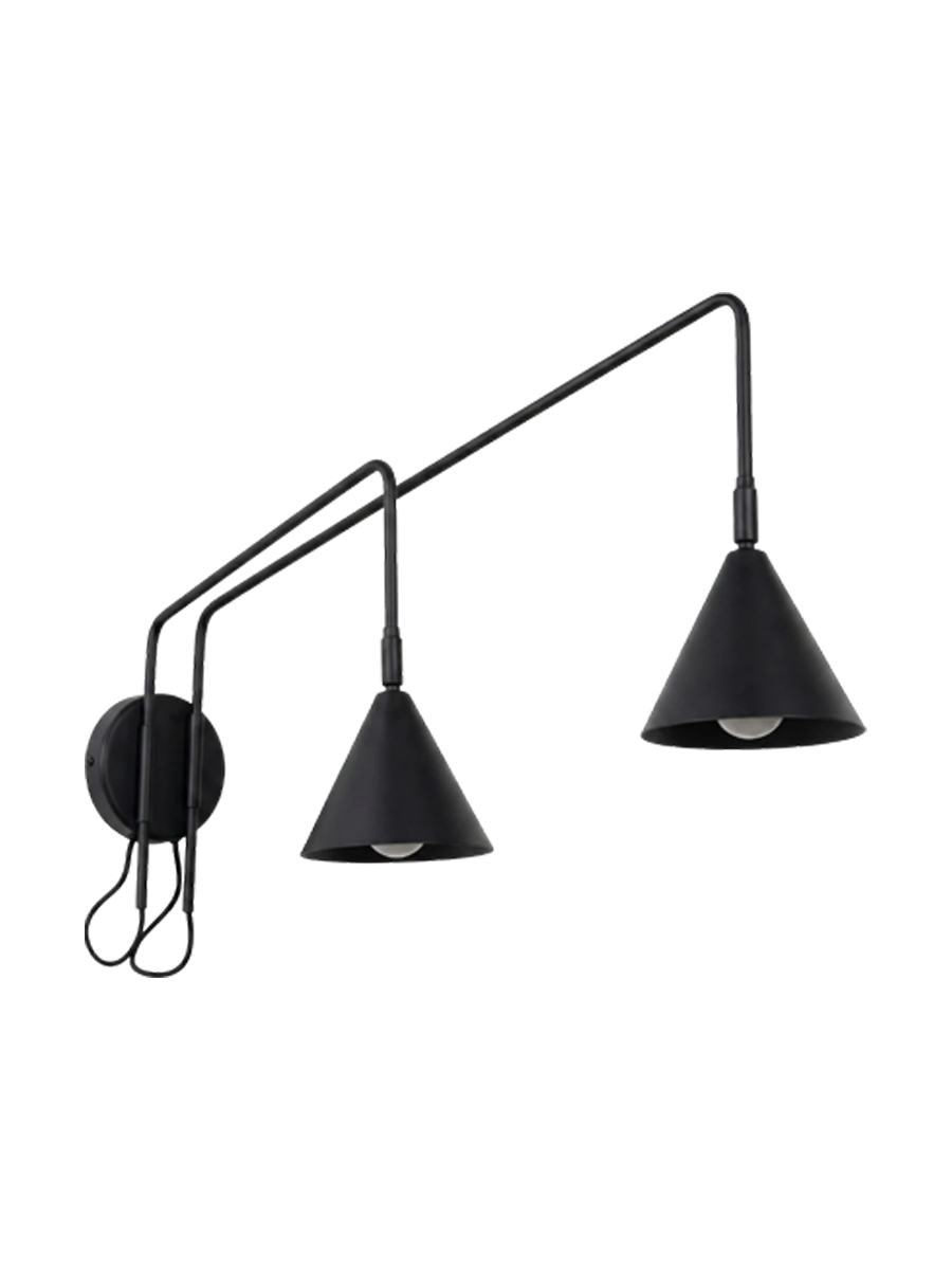 
Design Wandlampe „Nox“ 2-flammig mit Schalter - Schwarz